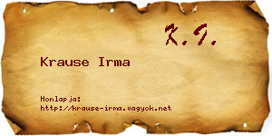 Krause Irma névjegykártya